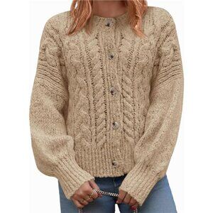 Womens Open Front Cardigan Sweaters Khaki